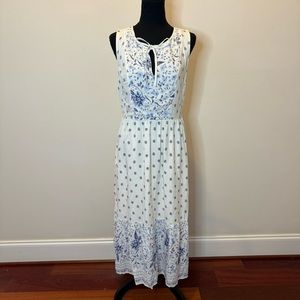 Old Navy Blue White Cottage Bohemian Maxi Dress